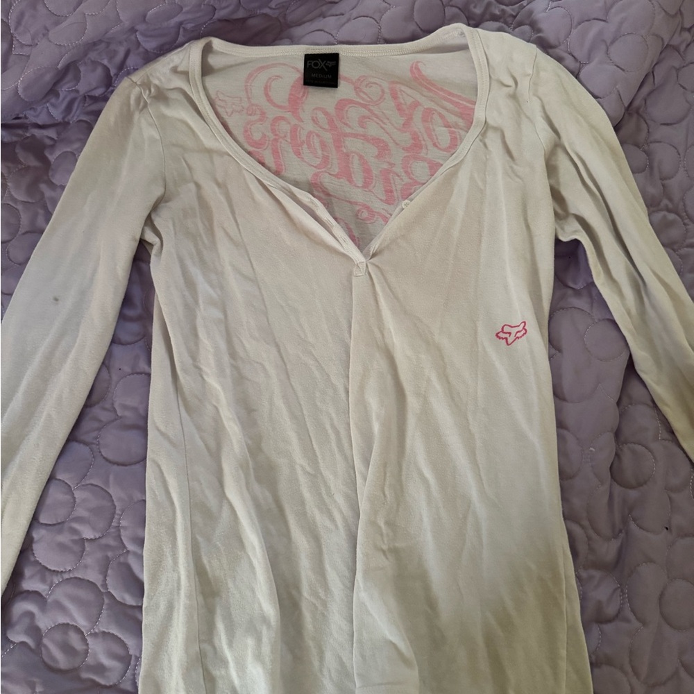 Woman’s Fox White Top with Pink Design